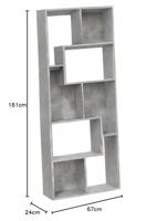 Boekenkast 67x24x161 cm spaanplaat betongrijs - thumbnail