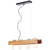 Brilliant HanglampCalandra 4-lichts zwart met houtbruin - 99451/76 - thumbnail