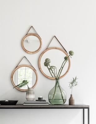 MUST Living Spiegel 'San Jose' Rotan, Set van 3 stuks MUST Living Spiegel 'San Jose' Rotan, Set van 3 stuks