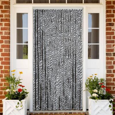 VidaXL Vliegengordijn 90x200 cm chenille grijs en zwart-wit VidaXL Vliegengordijn 90x200 cm chenille grijs en zwart-wit