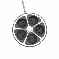 Chacon Multiprise Bureau 16a.250V-Max 3680W 5x16a kabel 1,5 m-grijze kleur - thumbnail