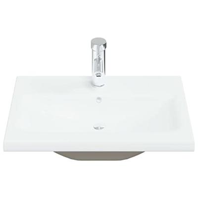 Inbouwwastafel met kraan 61x39x18 cm keramiek wit - thumbnail