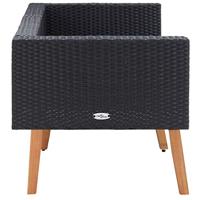 Tuinbank 2-zits met kussens poly rattan zwart - thumbnail