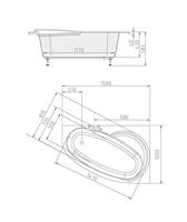 Ligbad Polysan Astra 160x75x60 cm Asymmetrisch Links Wit - thumbnail