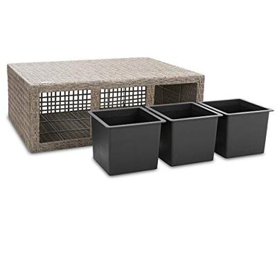 Polyrattan Bloembak 3 delig Creme 83x30,5x60cm Polyrattan Bloembak 3 delig Creme 83x30,5x60cm