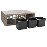 Polyrattan Bloembak 3 delig Creme 83x30,5x60cm - thumbnail