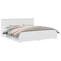 Bedframe met hoofdeinde met lade Wit 200 x 200 cm Bewerkt hout - thumbnail
