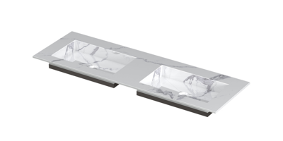 INK Post Wastafel Keramische Slab Envelop Bak Dubbel Zonder Kraangaten - 1400x450x10 mm - Statuario Glans