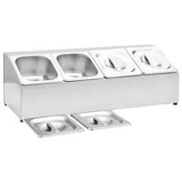 Gastronormbakkenhouder met 4 GN 1/6 bakken roestvrij staal - thumbnail