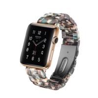 Eenvoudige mode hars horlogebandje voor Apple Watch serie & 40mm & serie 3 & 2 & 1 38mm (Blauwe bloem) - thumbnail
