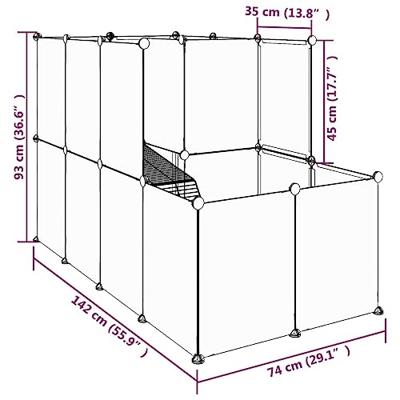 Dierenhok klein 142x74x93 cm polypropeen en staal transparant