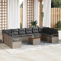 Tuinbankenset met opslag 11 pcs Grijs poly rattan - thumbnail