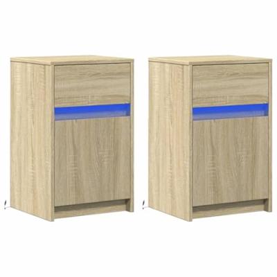 Nachtkastjes met LED-verlichting 2 st bewerkt hout sonoma eiken Nachtkastjes met LED-verlichting 2 st bewerkt hout sonoma eiken