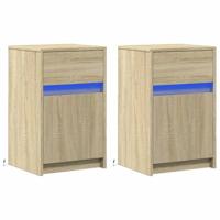Nachtkastjes met LED-verlichting 2 st bewerkt hout sonoma eiken - thumbnail