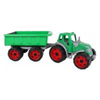 2-play tractor met aanhanger groen - 52cm - thumbnail