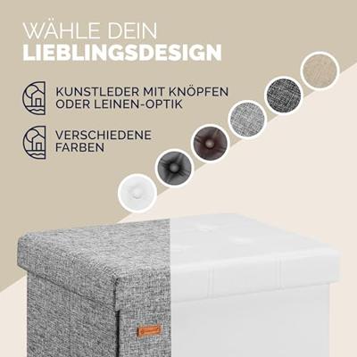 Opvouwbare poef met opslag licht grijs Opvouwbare poef met opslag licht grijs