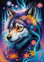 Magical Wolf Portrait Puzzel 1000 Stukjes - thumbnail