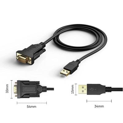 TECHly USB/seriële aansluitkabel 1,50 m IDATA-USB2-SER-1A zwart [1x USB 2.0-stekker A - 1x RS232-stekker)