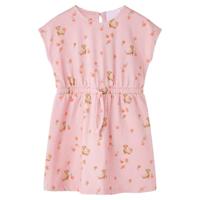 Kinderjurk met trekkoord puppy's en fruitprint 140 lichtoranje - thumbnail