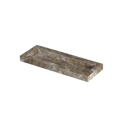 INK Pitch Wastafel keramische slab centraal met drain en front en side skirts 1 kraangat 120x45x9 Earth glossy