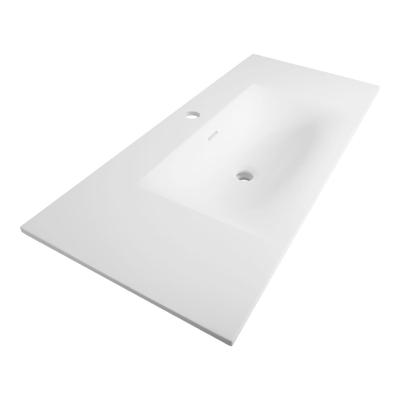 Brauer Glacier Wastafel - 100 cm - met 1 Spoelbak en 1 Kraangat - Fine Stone Mat Wit