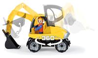 Lena truckies set graafmachine met kiepwagen 3 speelfiguurtjes en verkeersborden - thumbnail