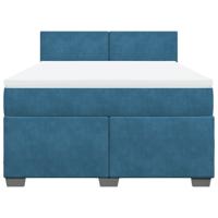 Boxspring met matras fluweel donkerblauw 140x200 cm - thumbnail