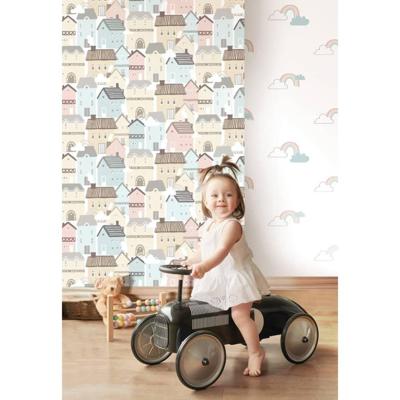 Noordwand behang mondo baby clouds wit/blauw/roze