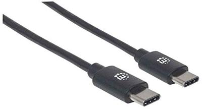 Manhattan USB-kabel USB 2.0 USB-C stekker, USB-C stekker 2.00 m Zwart 355247