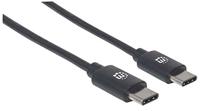 Manhattan USB-kabel USB 2.0 USB-C stekker, USB-C stekker 2.00 m Zwart 355247 - thumbnail