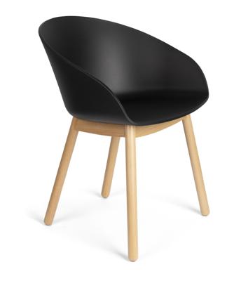Zuiver Eetkamerstoel 'Void' Eiken en gerecycled PP, kleur Zwart