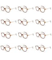 Spectrum 12 stuks leesbril havana/ goud assorti klassiek rond - thumbnail