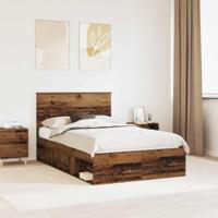 Bedframe met hoofdeinde Oudhout 135 x 190 cm Massief grenenhout - thumbnail