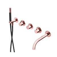 Hotbath Cobber Afbouwdeel Bad Thermostaat 2 stopkranen met uitloop Rosé Goud CB7072 - thumbnail