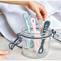 BEABA Veel 4 lepels 2e leeftijd siliconen (donkerblauw + roze + lichte mist + luchtig groen) - thumbnail