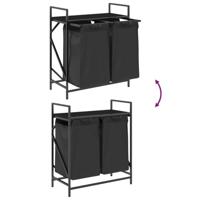 Wasmand 2 vakken met plank zwart eikenkleurig - thumbnail