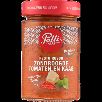 Polli Pesto Rosso Zondroogde Tomaten en Kaas 190 g bij Jumbo Polli Pesto Rosso Zondroogde Tomaten en Kaas 190 g bij Jumbo