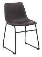 LABEL51 Eetkamerstoel Risto - Donkerbruin - PU-Leder - Black Frame - thumbnail
