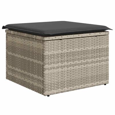 7-delige Loungeset met kussens poly rattan lichtgrijs
