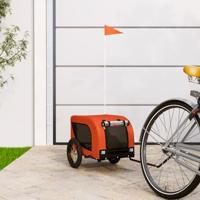 Hondenfietstrailer oxford stof en ijzer oranje en zwart - thumbnail