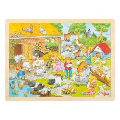 Goki houten legpuzzel kinderboerderij, 48st.