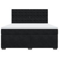 Boxspring met matras fluweel zwart 180x200 cm - thumbnail