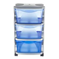 Bama insieme ladesysteem met wieltjes 3 laden 36x40x62 cm zilver/blauw/transparant - thumbnail