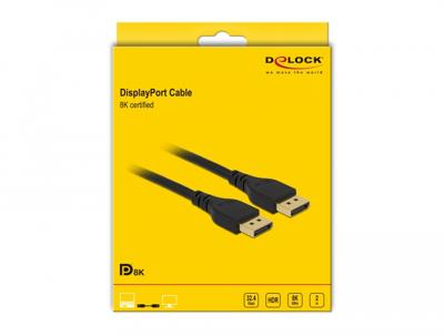 Delock 85910 DisplayPort-kabel 8K 60 Hz 2 m DP 8K gecertificeerd zonder vergrendeling Delock 85910 DisplayPort-kabel 8K 60 Hz 2 m DP 8K gecertificeerd zonder vergrendeling