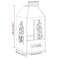 Vuurkorf Bruin 50 x 50 x 100 cm Cortenstaal - thumbnail
