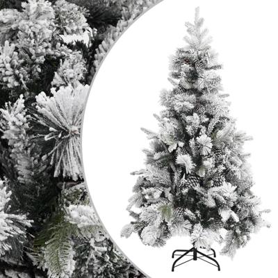 VidaXL Kerstboom met dennenappels en sneeuw 195 cm pvc en pe