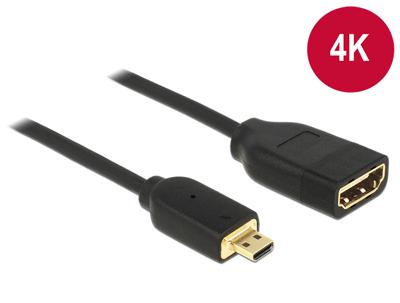 Delock 65687 Kabel High Speed HDMI met Ethernet - HDMI Micro-D male > HDMI-A female 3D 4K 20cm