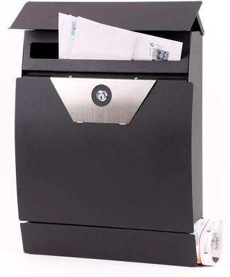 Brievenbus metaal mat zwart met slot