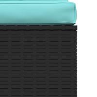 Tuinmiddenbank met kussens poly rattan zwart - thumbnail