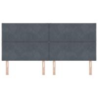 Hoofdbord Wandgemonteerd Geometrisch Donkergrijs 200 cm Fluweel - thumbnail